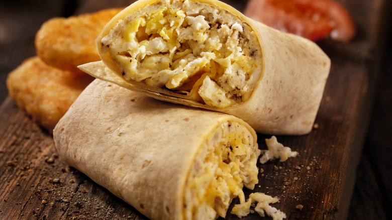 Breakfast burrito with egg and cheese