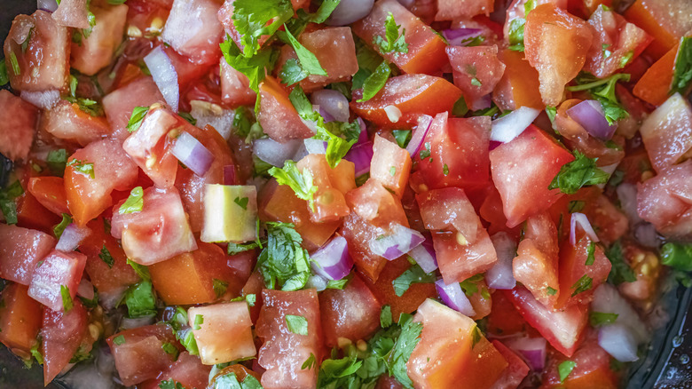 close up of chunky salsa