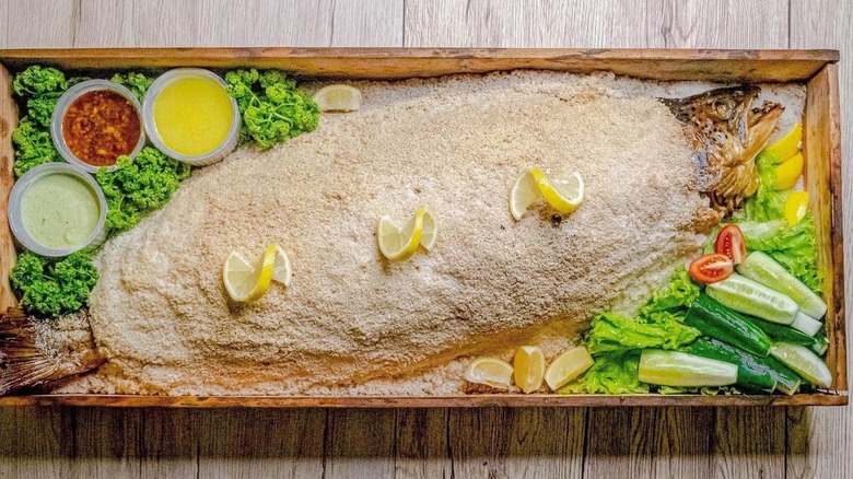 whole salt baked salmon