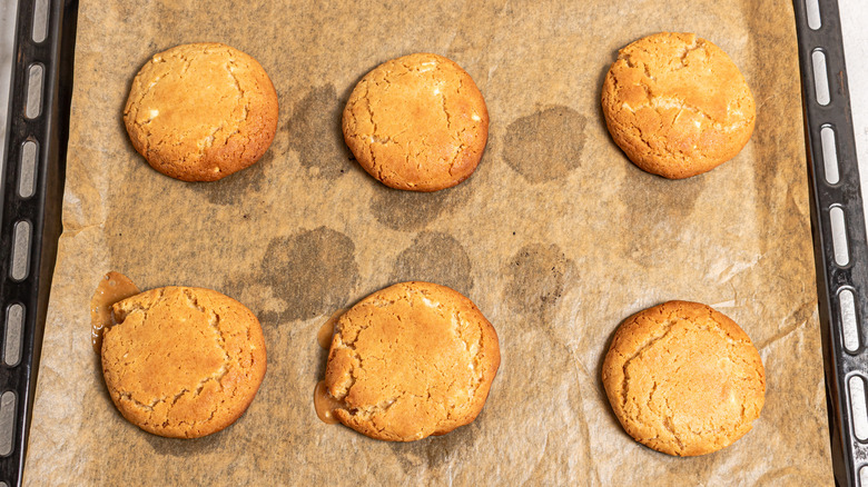 Baked cookies on a baking tray