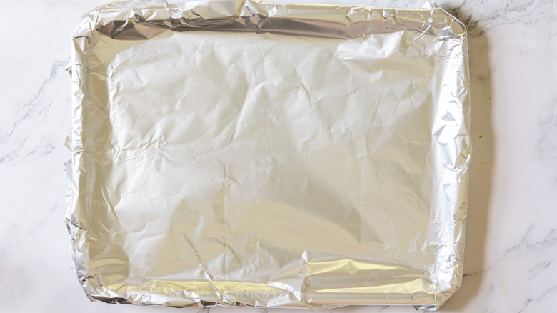 baking sheet with aluminum foil