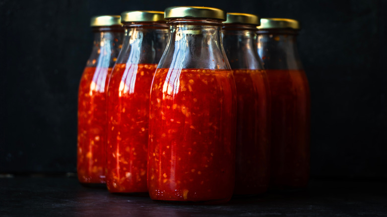 isolated bottled sauces