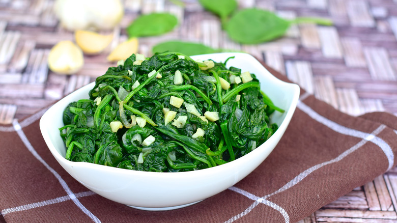 Sauteed spinach with minced garlic