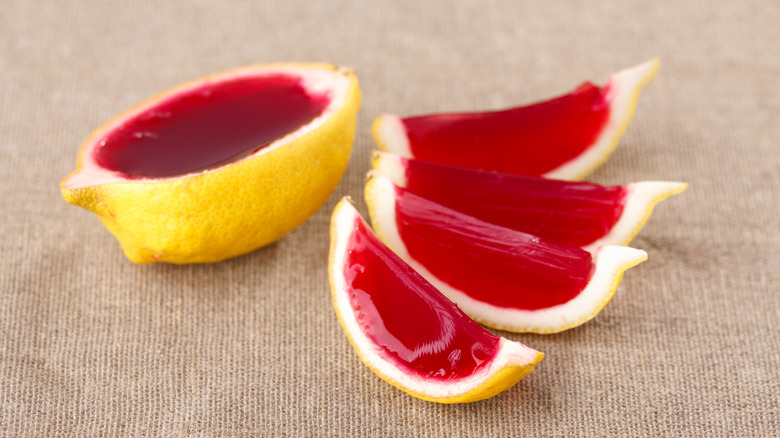 lemon wedges filled with a gelatin mixture