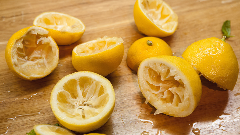 lemons sliced in half and hallowed