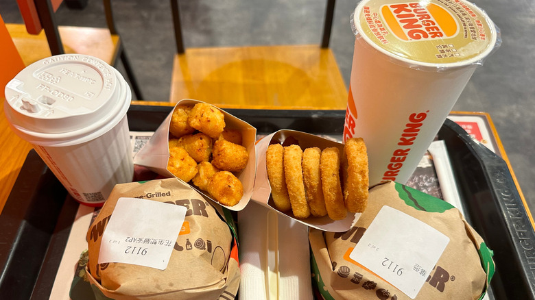 Burger King hash browns from a Taiwan restaurant along with other menu items