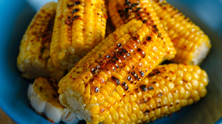 Grilled corn in a bowl