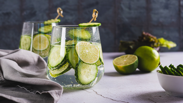 cucumber in sparkling water