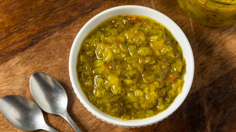 Bowl of pickle relish