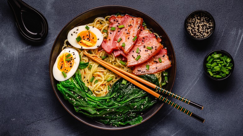 bowl of ramen with eggs