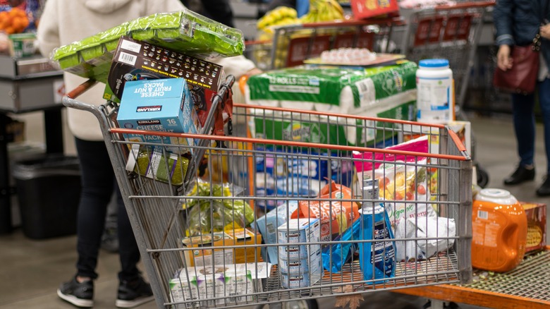 Cart full of Costco items