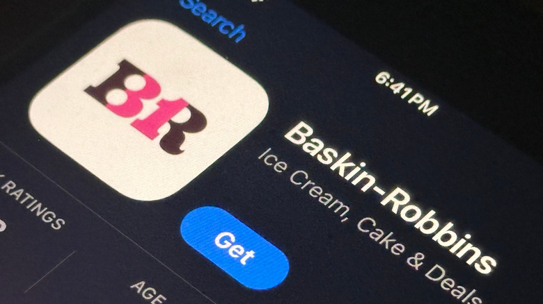 Phone screen showing the Baskin-Robbins app to download