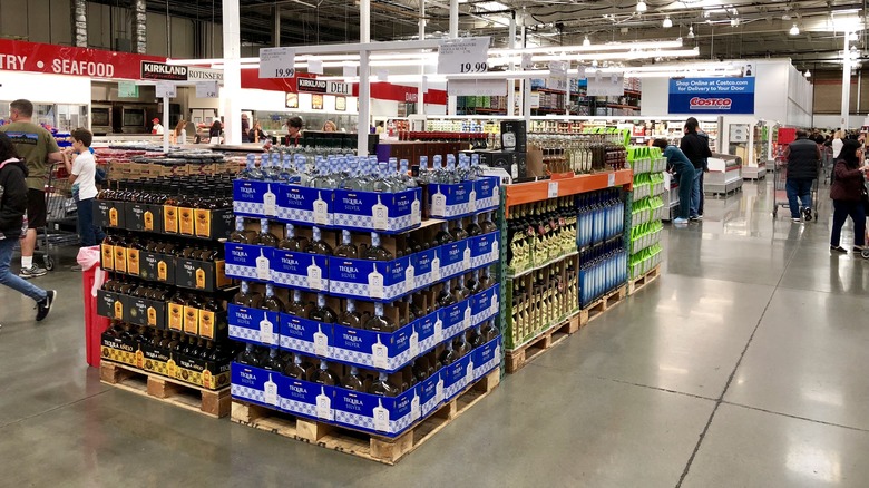 Boxes of alcohol at Costco