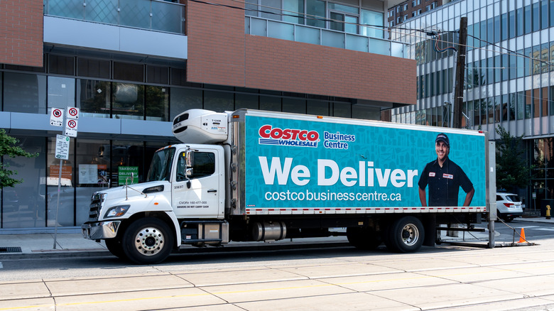 Costco delivery truck parked on a street