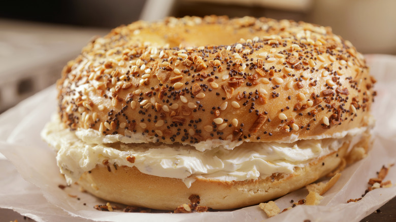 Everything bagel with cream cheese 