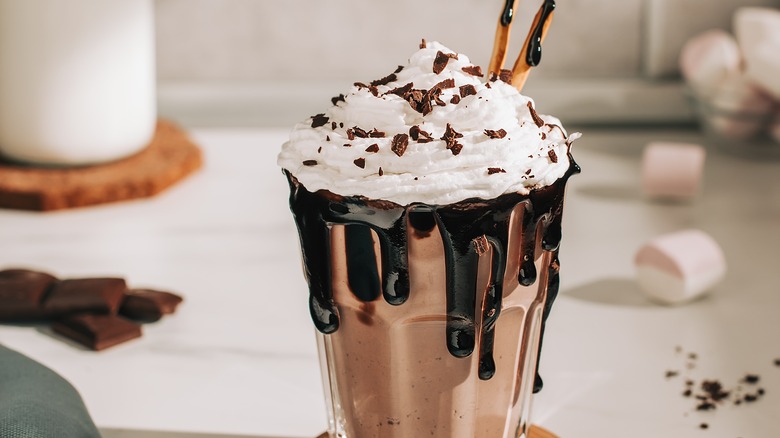 Chocolate milkshake with whipped cream