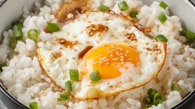 Sesame seed fried egg and rice