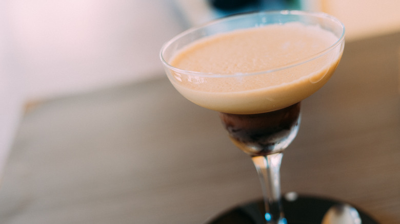 Caffè Shakerato in martini glass.