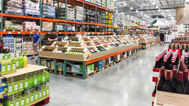 Shelves of wine at Costco