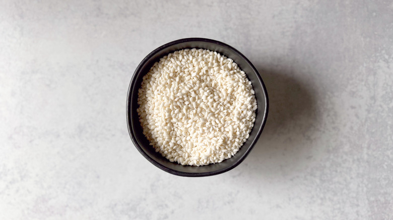 Sweet rice grains in bowl