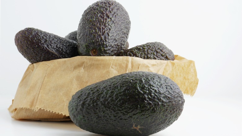 avocados on a brown paper bag