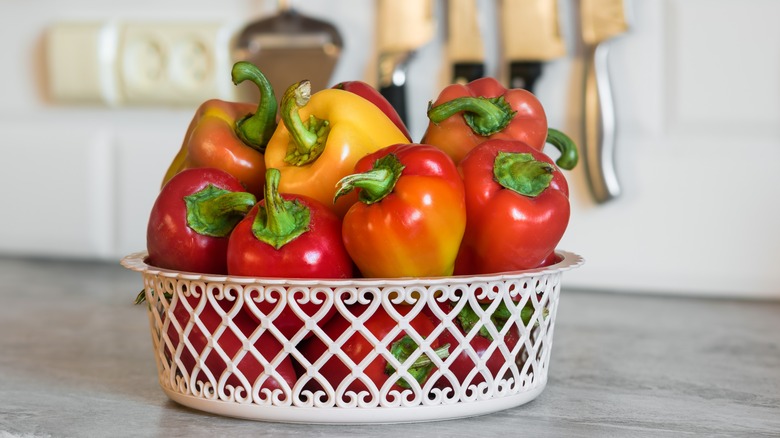 bell peppers on counter