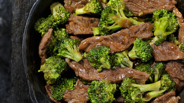 prepared beef broccoli stir fry