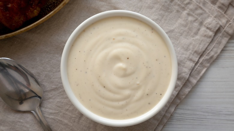 bowl of white barbecue sauce