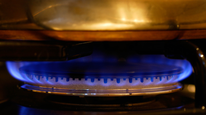 Pan cooking over a stovetop