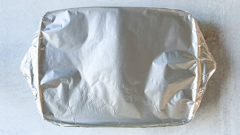 Baking pan covered with foil