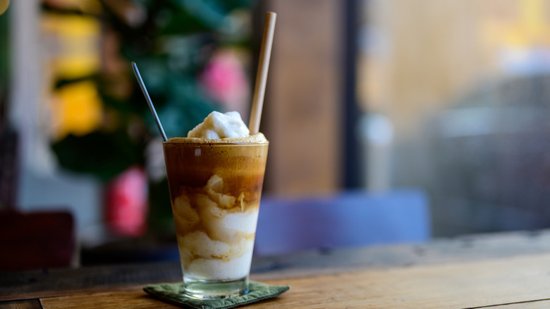 espresso float on a table