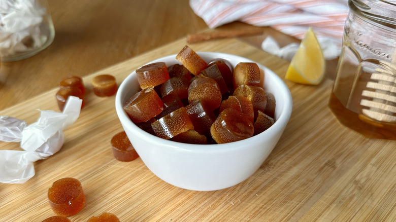 Ginger hard candies in bowl