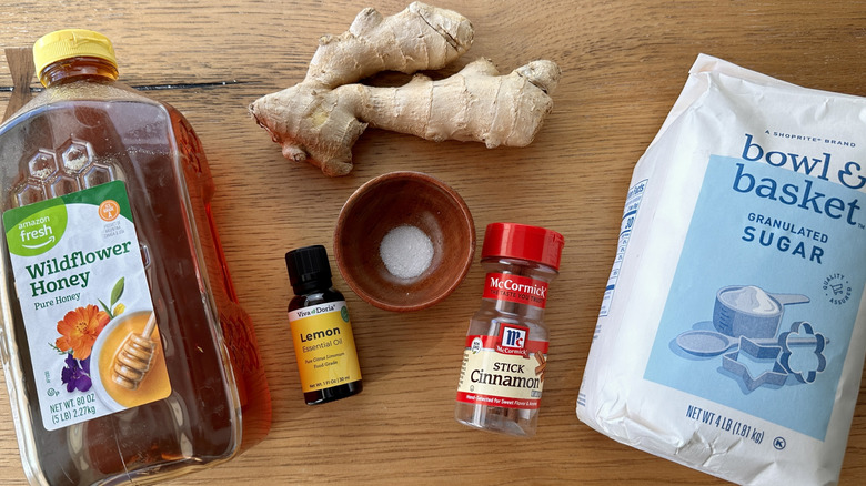 Ingredients for soothing ginger hard candy