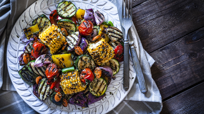 Roasted vegetables on a plate 