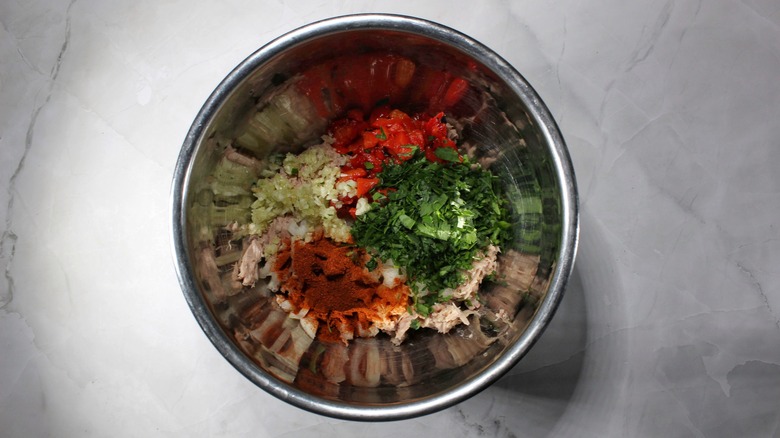 bowl of tuna patty ingredients