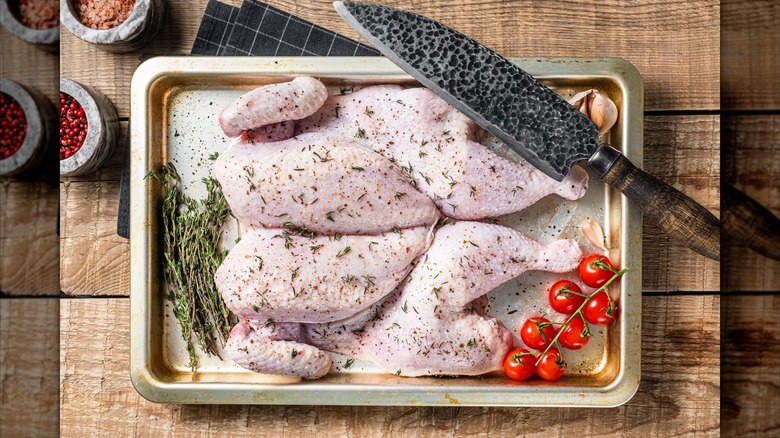 raw spatchcock chicken