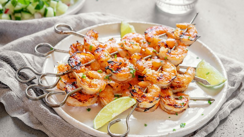 seasoned skewered shrimp