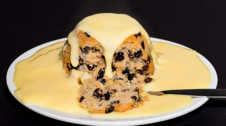 spotted dick pudding on plate