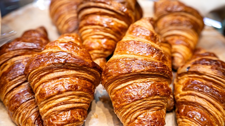 Pile of croissants on parchment