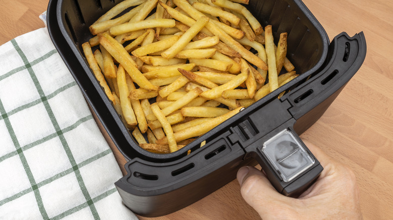 French fries in air fryer basket