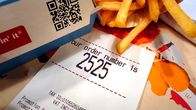 Receipt with fries and QR code