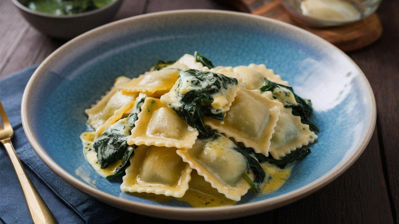 Ravioli with fresh spinach