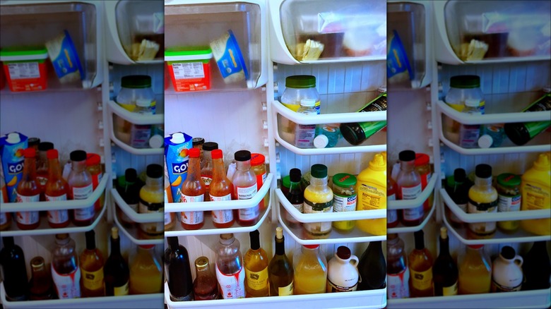 Condiments in the fridge