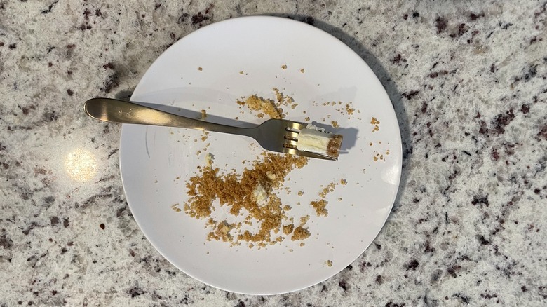 cheesecake crumbs on a plate