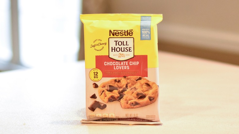 A package of Nestlé Toll House chocolate chip cookie dough