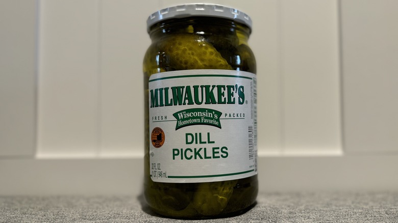 A jar of Milwaukee's Petite Kosher Dill Pickles