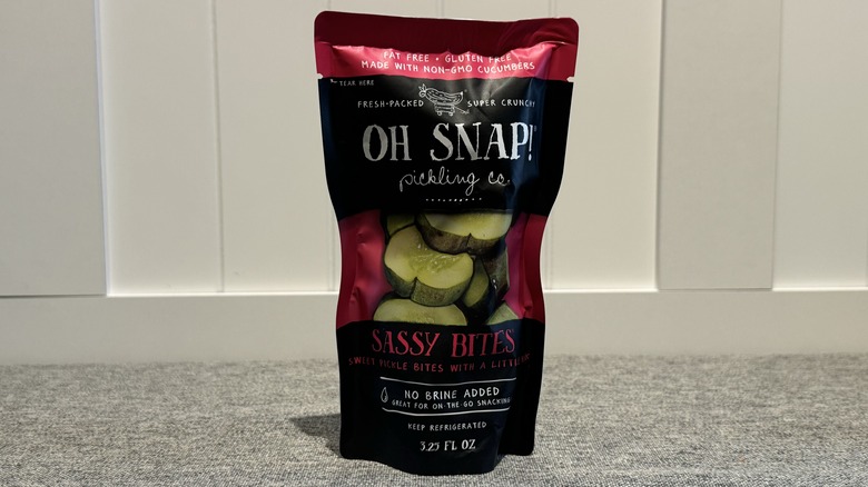 A pouch of OH Snap! Sassy Pickle Bites