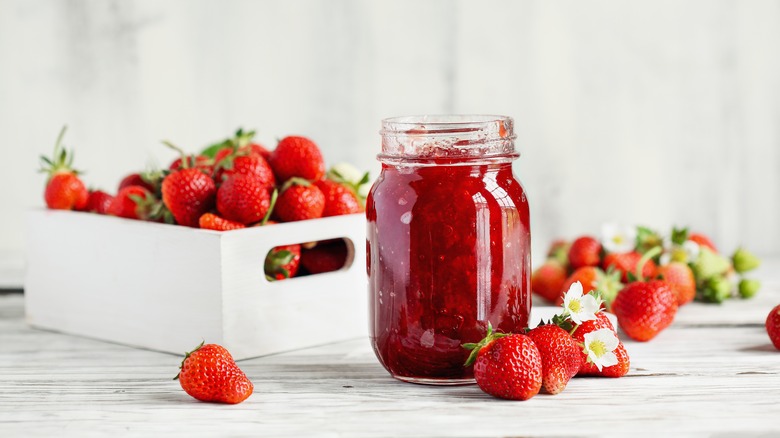 Jar of strawberry preserves