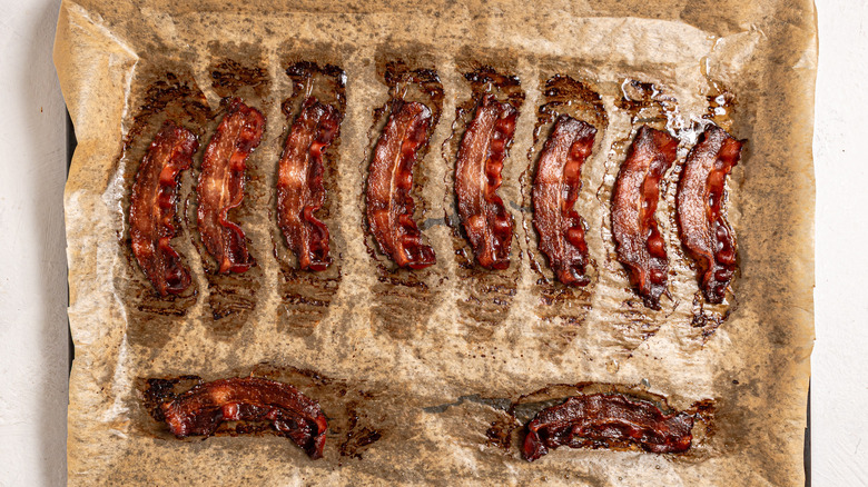 crispy bacon on baking sheet