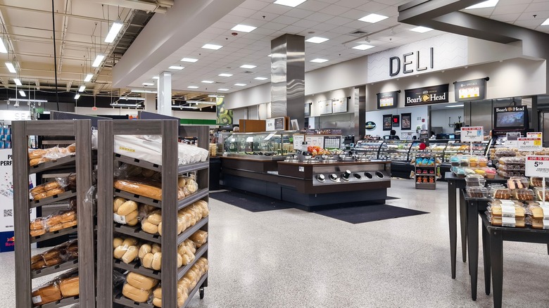 Wide angle of supermarket interior